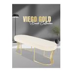 Gazzini Furniture Viego Gold Striped Bench Lüks Metal Gold Ayak, Chester Model Yatak Ucu Beyaz Puf