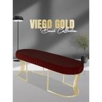 Gazzini Furniture Viego Gold Striped Bench Lüks Metal Gold Ayak, Chester Model Yatak Ucu Bordo Puf - 45x140