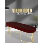 Gazzini Furniture Viego Gold Striped Bench Lüks Metal Gold Ayak, Chester Model Yatak Ucu Bordo Puf