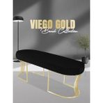 Gazzini Furniture Viego Gold Striped Bench Lüks Metal Gold Ayak, Chester Model Yatak Ucu Siyah Puf - 45x140