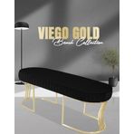 Gazzini Furniture Viego Gold Striped Bench Lüks Metal Gold Ayak, Chester Model Yatak Ucu Siyah Puf