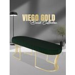 Gazzini Furniture Viego Gold Striped Bench Lüks Metal Gold Ayak, Chester Model Yatak Ucu Yeşil Puf