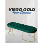 Gazzini Furniture Viego Gold Yeşil Puf Luxery Metal Gold Ayak Chester Model Yatak Ucu Bench - 45 x 140 cm