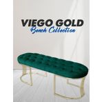 Gazzini Furniture Viego Gold Yeşil Puf Luxery Metal Gold Ayak Chester Model Yatak Ucu Bench