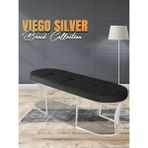 Gazzini Furniture Viego Silver Exclusive Bench Lüks Metal Gümüş Ayak, Chester Model Yatak Ucu Antrasit Puf - 45x140