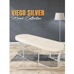 Gazzini Furniture Viego Silver Exclusive Bench Lüks Metal Gümüş Ayak, Chester Model Yatak Ucu Beyaz Puf