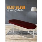 Gazzini Furniture Viego Silver Exclusive Bench Lüks Metal Gümüş Ayak, Chester Model Yatak Ucu Bordo Puf