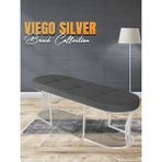 Gazzini Furniture Viego Silver Exclusive Bench Lüks Metal Gümüş Ayak, Chester Model Yatak Ucu Gri Puf - 45x140