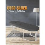 Gazzini Furniture Viego Silver Exclusive Bench Lüks Metal Gümüş Ayak, Chester Model Yatak Ucu Gri Puf