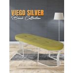 Gazzini Furniture Viego Silver Exclusive Bench Lüks Metal Gümüş Ayak, Chester Model Yatak Ucu Hardal Puf
