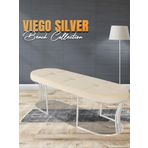 Gazzini Furniture Viego Silver Exclusive Bench Lüks Metal Gümüş Ayak, Chester Model Yatak Ucu Krem Puf