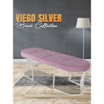 Gazzini Furniture Viego Silver Exclusive Bench Lüks Metal Gümüş Ayak, Chester Model Yatak Ucu Pembe Puf - 45x140