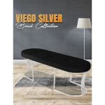 Gazzini Furniture Viego Silver Exclusive Bench Lüks Metal Gümüş Ayak, Chester Model Yatak Ucu Siyah Puf - 45x140