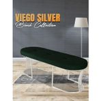 Gazzini Furniture Viego Silver Exclusive Bench Lüks Metal Gümüş Ayak, Chester Model Yatak Ucu Yeşil Puf