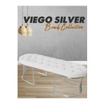 Gazzini Furniture Viego Silver Puf Lüks Metal Gümüş Ayak, Chester Model Yatak Ucu Beyaz Bench