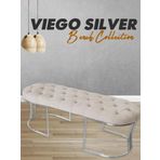 Gazzini Furniture Viego Silver Puf Lüks Metal Gümüş Ayak, Chester Model Yatak Ucu Krem Bench