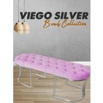 Gazzini Furniture Viego Silver Puf Lüks Metal Gümüş Ayak, Chester Model Yatak Ucu Pembe Bench
