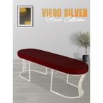 Gazzini Furniture Viego Silver Smooth Bench Lüks Metal Gümüş Ayak, Chester Model Yatak Ucu Bordo Puf - 45x140