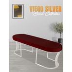 Gazzini Furniture Viego Silver Smooth Bench Lüks Metal Gümüş Ayak, Chester Model Yatak Ucu Bordo Puf