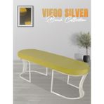 Gazzini Furniture Viego Silver Smooth Bench Lüks Metal Gümüş Ayak, Chester Model Yatak Ucu Hardal Puf - 45x140