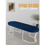 Gazzini Furniture Viego Silver Smooth Bench Lüks Metal Gümüş Ayak, Chester Model Yatak Ucu Mavi Puf