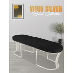 Gazzini Furniture Viego Silver Smooth Bench Lüks Metal Gümüş Ayak, Chester Model Yatak Ucu Siyah Puf - 45x140