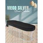 Gazzini Furniture Viego Silver Striped Bench Lüks Metal Gümüş Ayak, Chester Model Yatak Ucu Antrasit Puf - 45x140