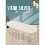 Gazzini Furniture Viego Silver Striped Bench Lüks Metal Gümüş Ayak, Chester Model Yatak Ucu Beyaz Puf - 45x140