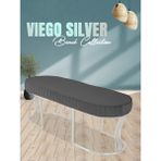 Gazzini Furniture Viego Silver Striped Bench Lüks Metal Gümüş Ayak, Chester Model Yatak Ucu Gri Puf - 45x140