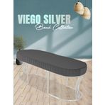 Gazzini Furniture Viego Silver Striped Bench Lüks Metal Gümüş Ayak, Chester Model Yatak Ucu Gri Puf