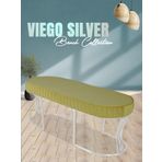 Gazzini Furniture Viego Silver Striped Bench Lüks Metal Gümüş Ayak, Chester Model Yatak Ucu Hardal Puf