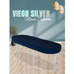 Gazzini Furniture Viego Silver Striped Bench Lüks Metal Gümüş Ayak, Chester Model Yatak Ucu Mavi Puf