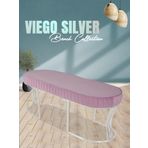 Gazzini Furniture Viego Silver Striped Bench Lüks Metal Gümüş Ayak, Chester Model Yatak Ucu Pembe Puf