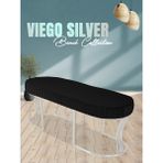 Gazzini Furniture Viego Silver Striped Bench Lüks Metal Gümüş Ayak, Chester Model Yatak Ucu Siyah Puf - 45x140