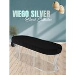 Gazzini Furniture Viego Silver Striped Bench Lüks Metal Gümüş Ayak, Chester Model Yatak Ucu Siyah Puf