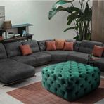 Gazzini Furniture Yeşil Kare Chester Model Kapitoneli Orta Puf 75x75 cm