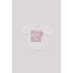 GB Baby Bg Store Kız Bebek Beyaz T-Shirt Bisiklet Yaka Regular Fit Tasarım Yumuşak Pamuk Karışımı - 6 Ay