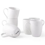 GBHOME 12oz Beyaz Kahve Kupaları, Erkek, Kadın, Baba, Anne için Büyük Saplı Porselen Kahve Kupaları, Latte/Cappuccino/Kakao/Süt için 6'lı Beyaz Seramik Kahve Kupaları Seti. Bulaşık Makinesi ve