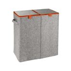 Gbmotion Keçe Duo Çamaşır Sepeti, 2 Bölmeli ve Katlanır Kapaklı, Tekstil, Gri/turuncu