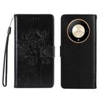 GBWQPLJV Düz Renk Sevimli Kabartmalı Telefon Kapağı Honor X9b X50 Magic6 Lite HonorX50 ALI-AN00 Telefon Kılıfı Kapaklı Kapak Tipi Kart Yuvası Cüzdan Klipsli Muhafaza (Siyah, Honor X9b)