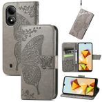 GBWQPLJV Kelebek Kabartmalı Manyetik Kapaklı Kılıf ZTE Blade A33s A54 BladeA54 Telefon Kılıfı ile Uyumlu Lüks Çoklu Kart Yuvalı Cüzdan Klipsli Telefon Kılıfı (Gri, Bıçak A33s)