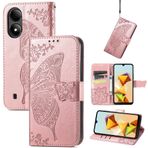 GBWQPLJV Kelebek Kabartmalı Manyetik Kapaklı Kılıf ZTE Blade A33s A54 BladeA54 Telefon Kılıfı ile Uyumlu Lüks Çoklu Kart Yuvalı Cüzdan Klipsli Telefon Kılıfı (Gül Altın, Bıçak A33s)