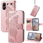 GBWQPLJV Kelebek Kabartmalı Manyetik Kapaklı Kılıf ZTE Blade A33s A54 BladeA54 Telefon Kılıfı ile Uyumlu Lüks Çoklu Kart Yuvalı Cüzdan Klipsli Telefon Kılıfı (Gül Altın, Bıçak A54)