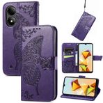 GBWQPLJV Kelebek Kabartmalı Manyetik Kapaklı Kılıf ZTE Blade A33s A54 BladeA54 Telefon Kılıfı ile Uyumlu Lüks Çoklu Kart Yuvalı Cüzdan Klipsli Telefon Kılıfı (Koyu Mor, Bıçak A33s)