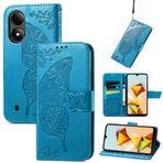 GBWQPLJV Kelebek Kabartmalı Manyetik Kapaklı Kılıf ZTE Blade A33s A54 BladeA54 Telefon Kılıfı ile Uyumlu Lüks Çoklu Kart Yuvalı Cüzdan Klipsli Telefon Kılıfı (Mavi, Bıçak A33s)