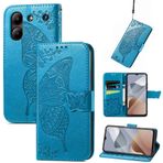 GBWQPLJV Kelebek Kabartmalı Manyetik Kapaklı Kılıf ZTE Blade A33s A54 BladeA54 Telefon Kılıfı ile Uyumlu Lüks Çoklu Kart Yuvalı Cüzdan Klipsli Telefon Kılıfı (Mavi, Bıçak A54)