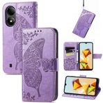 GBWQPLJV Kelebek Kabartmalı Manyetik Kapaklı Kılıf ZTE Blade A33s A54 BladeA54 Telefon Kılıfı ile Uyumlu Lüks Çoklu Kart Yuvalı Cüzdan Klipsli Telefon Kılıfı (Mor, Bıçak A33s)