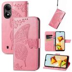 GBWQPLJV Kelebek Kabartmalı Manyetik Kapaklı Kılıf ZTE Blade A33s A54 BladeA54 Telefon Kılıfı ile Uyumlu Lüks Çoklu Kart Yuvalı Cüzdan Klipsli Telefon Kılıfı (Pembe,Bıçak A33s)