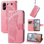 GBWQPLJV Kelebek Kabartmalı Manyetik Kapaklı Kılıf ZTE Blade A33s A54 BladeA54 Telefon Kılıfı ile Uyumlu Lüks Çoklu Kart Yuvalı Cüzdan Klipsli Telefon Kılıfı (Pembe,Bıçak A54)