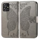GBWQPLJV Moda Kelebek Çizilmeye Dayanıklı Telefon Kılıfı ZTE Blade A73 BladeA73 4G 5G Telefon Kılıfı Çok İşlevli Kapaklı Kart Yuvası Cüzdan Klipsli Muhafaza (Gri, Bıçak A73 4G)